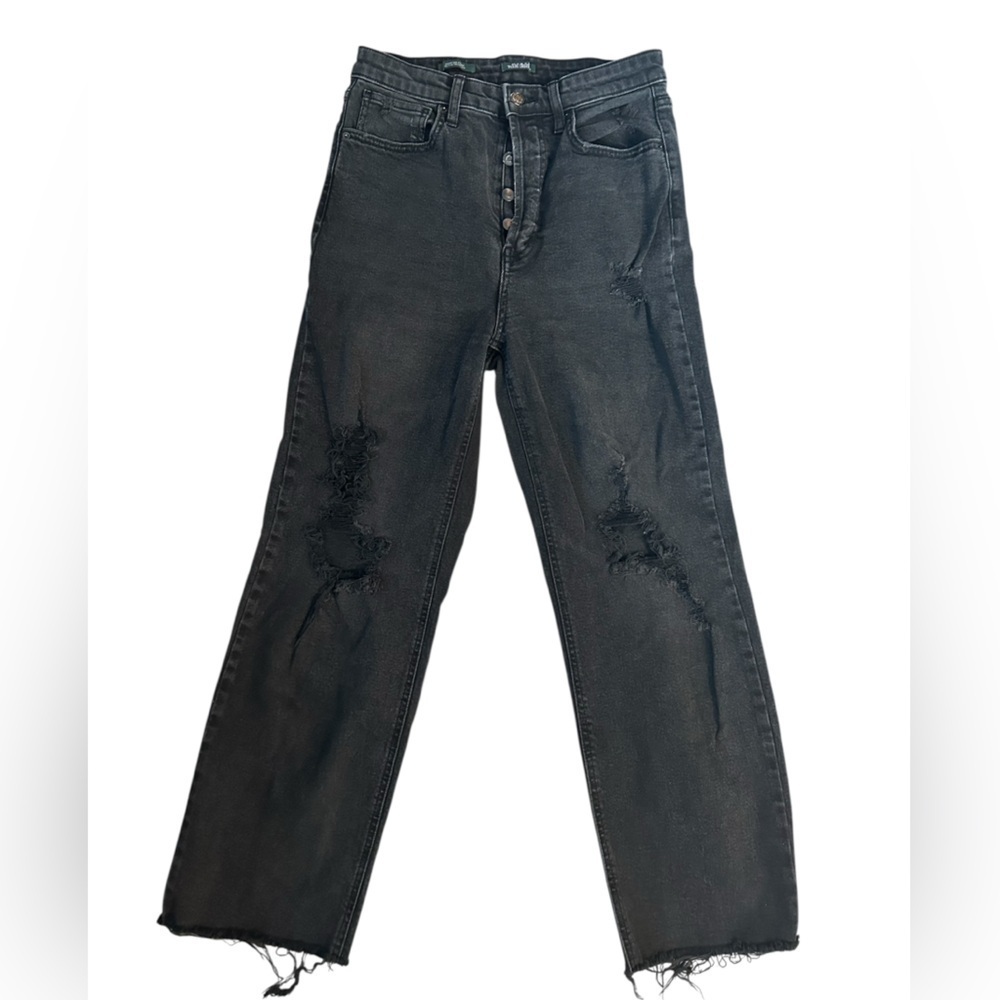 Wild fable highest rise straight jeans sz 6 raw hem Black